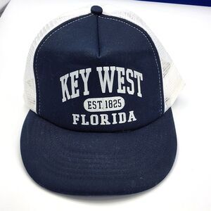 Key West Florida Trucker Hat Mesh Back Baseball Cap Adjustable Navy White travel